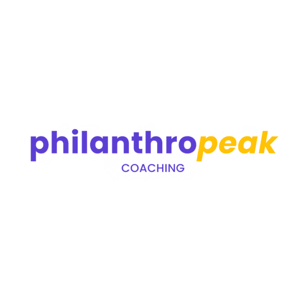 Philanthropeak coaching logo with colorful text