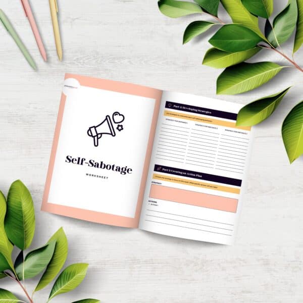 Self-Sabotage Worksheet | Personal Growth Tool | Overcoming Self-Sabotage | Self-Reflection Workbook
