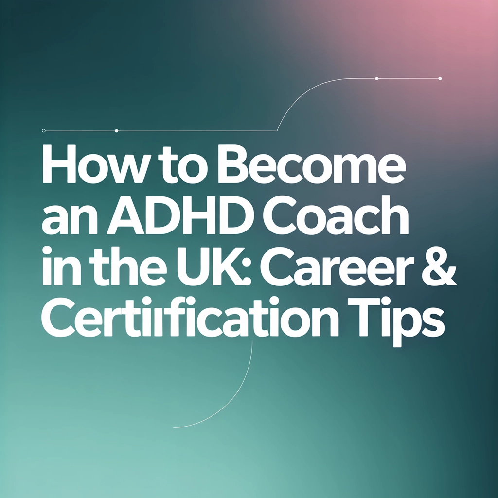 a blurry background with white text how to become an adhd coach uk